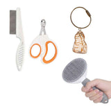 Ginger Cat Complete Cat Care Set - One-Touch Deshedding Brush, Stainless Steel Nail Clipper & Fur Collection Locket