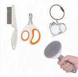 Transparent cat Complete Cat Care Set - One-Touch Deshedding Brush, Stainless Steel Nail Clipper & Fur Collection Locket