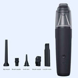 Black Portable Handheld Vacuum Cleaner - Cordless USB Rechargeable Mini Dust Cleaner with Blow and Suction Function, Multi Nozzle Attachments for Keyboard Desk Home Office Cleaning