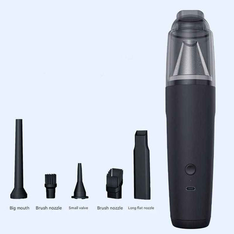 Black Portable Handheld Vacuum Cleaner - Cordless USB Rechargeable Mini Dust Cleaner with Blow and Suction Function, Multi Nozzle Attachments for Keyboard Desk Home Office Cleaning