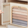 Khaki 49L Slim Foldable Clothes Storage Box Large Capacity Fabric Wardrobe Organiser with Clear Window Dustproof
