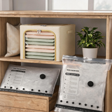 56L Large-Capacity Fabric Storage Bin & 6-Piece Vacuum Compression Bag Set — Reusable Compression Storage Combo Kit