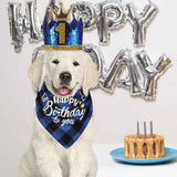 Blue Pet Birthday Party Decoration Set Dog Birthday Bandana Hat Bow Tie Balloons and Happy Birthday Banner Kit