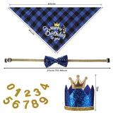 Blue Pet Birthday Party Decoration Set Dog Birthday Bandana Hat Bow Tie Balloons and Happy Birthday Banner Kit