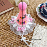 Size M Pink Pet Birthday Party Supplies Strawberry Cake Bib and Hat Set Cat Dog Costume Photo Shoot Outfit