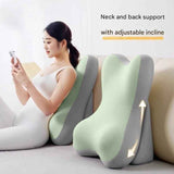 Beige Memory Foam Reading Pillow & Back Support Cushion with Adjustable Wedge, Ergonomic Neck and Lumbar Support for Bed, Sofa, Reading, Gaming and Relaxation