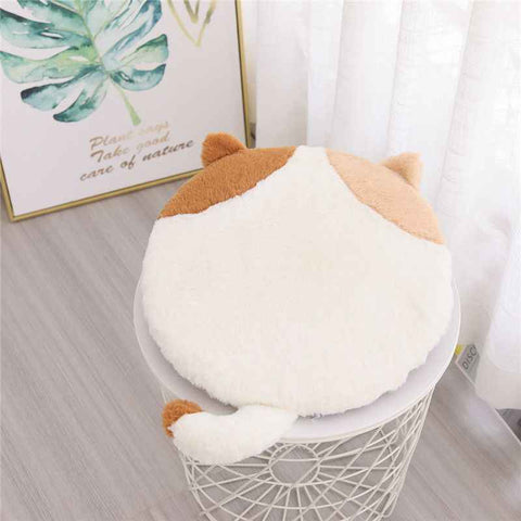 40cm Round Cat-Themed Seat Cushion (Brown Tabby) — Slow-Rebound Memory Foam, Soft Plush, Washable — Ideal for Office Chairs, Bedrooms, Dorms, and Reading Nooks