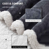 Wearable Electric Heated Blanket with Foot Pocket 127x177cm and Suede Fleece Slippers Set AU 7-8, Winter Warm Home Comfort Bundle