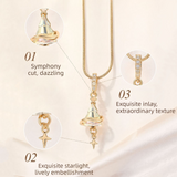 Crystal Star Witch Hat Pendant Necklace for Women, Gold Plated Celestial Charm Choker Jewellery Gift