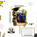 Graduate Photo Frame Fan Prop for Graduation Party (12pcs Red), Personalized 4x6 Inch Photo Holder, Senior Photo Party Decor