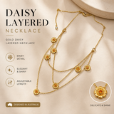 Gold Daisy Layered Necklace for Women Multi Strand Floral Pendant Collarbone Chain Jewellery Elegant Summer Statement Necklace Gift Ready Fashion Accessory