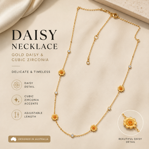 Gold Daisy Flower Necklace for Women Elegant Floral Pendant Collarbone Chain Jewellery Minimalist Gold Tone Fashion Accessory Gift for Everyday Wear