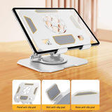 Black 360 Degree Rotating Tablet and Phone Stand Adjustable Desktop Holder Foldable Aluminium Alloy Device Stand for Video Calls Streaming Study and Office Us