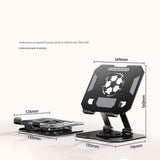 Black 360 Degree Rotating Tablet and Phone Stand Adjustable Desktop Holder Foldable Aluminium Alloy Device Stand for Video Calls Streaming Study and Office Us