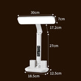 LED Desk Lamp with Digital Clock Temperature Display Pen Holder and Phone Stand Foldable Eye Caring Study Reading Light for Students Home Office