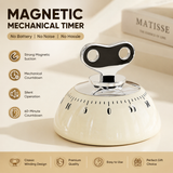 White 60-Minute Magnetic Mechanical Kitchen Timer Countdown Clock for Cooking, Study, Productivity and Time Management