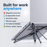 Grayish blue Foldable Magnetic Phone & Tablet Stand Aluminium Alloy Laptop Holder Adjustable Desktop Stand for Mobile Phone, Tablet and Notebook