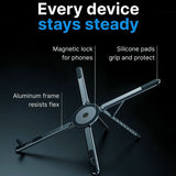 Grayish blue Foldable Magnetic Phone & Tablet Stand Aluminium Alloy Laptop Holder Adjustable Desktop Stand for Mobile Phone, Tablet and Notebook