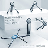 Grayish blue Foldable Magnetic Phone & Tablet Stand Aluminium Alloy Laptop Holder Adjustable Desktop Stand for Mobile Phone, Tablet and Notebook