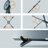 Orange Foldable Magnetic Phone & Tablet Stand Aluminium Alloy Laptop Holder Adjustable Desktop Stand for Mobile Phone, Tablet and Notebook