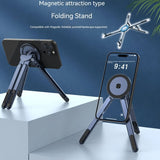 Gray Foldable Magnetic Phone & Tablet Stand Aluminium Alloy Laptop Holder Adjustable Desktop Stand for Mobile Phone, Tablet and Notebook