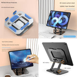 Study Focus Timer (White) and Foldable Metal Tablet Stand (Silver) Set, Mechanical Countdown Timer with Adjustable Aluminium Alloy Device Holder