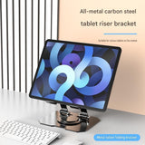 Black Adjustable Aluminium Alloy Tablet Stand with 360° Rotation, Foldable Metal Desk Holder for iPad, Tablets, E-Readers and Smartphones