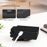 White Rechargeable LED Clip-On Reading Light - Foldable Portable Mini Book Light with Eye-Caring Lamp for Study & Bedside