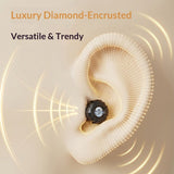 Pink Luxury Diamond-Encrusted Noise Reduction Earplugs with Anti-Lost Lanyard - Soft Silicone Sleep & Study Ear Plugs for Comfortable Silence