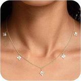 Gold Four Leaf Clover Pendant Necklace with Gift Box Gold Tone Cubic Zirconia Charm Necklace Adjustable Chain Dainty Everyday Jewellery Gift for Women