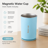 Blue 304 Stainless Steel Magnetic Hanging Water Bottle, 12.17 oz Double-Wall Insulated Coffee/Milk Cup with Magnetic Coaster