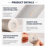 Gray 304 Stainless Steel Magnetic Hanging Water Bottle, 12.17 oz Double-Wall Insulated Coffee/Milk Cup with Magnetic Coaster