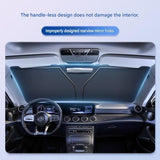 Car windshield sun visor, 55.1 x 27.6 inches, foldable windshield sun visor, UV protection, heat insulation, titanium silver sun visor cover.