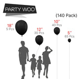 140PCS Black Balloon Garland Kit Latex Balloon Arch Set for Birthday Wedding Party Decoration Black Party Balloon Arch Kit with Multiple Sizes