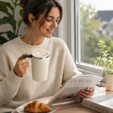 White Electric Self Stirring Mug with Temperature Display Type-C Rechargeable Insulated Coffee Mixing Cup Portable Magnetic Stirring Mug for Coffee Milk Protein Shake Home Office Use