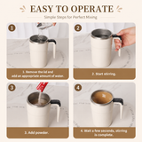 Green Electric Self Stirring Mug with Temperature Display Type-C Rechargeable Insulated Coffee Mixing Cup Portable Magnetic Stirring Mug for Coffee Milk Protein Shake Home Office Use