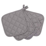 4 Pack Heat Resistant Pot Holders - Grey Cotton Silver Coated Quilted Kitchen Heat Pads Non Slip Oven Mats 18x18cm Baking Cooking Microwave Use Durable Thermal Protection