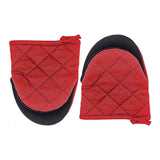 Red Heat Resistant Oven Mitts Set of 2 - Neoprene Cotton Insulated Kitchen Gloves, 500F Heat Protection, Non Slip Silicone Grip for Baking, Cooking, Microwave and Oven Use