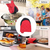 Black Heat Resistant Oven Mitts Set of 2 - Neoprene Cotton Insulated Kitchen Gloves, 500F Heat Protection, Non Slip Silicone Grip for Baking, Cooking, Microwave and Oven Use