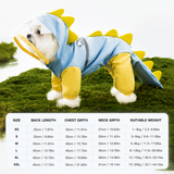 Blue Size L Waterproof Dinosaur Dog Raincoat with Harness Hole Full Body Pet Rain Jacket for Small Dogs Tail Cover Lightweight Outdoor Walking