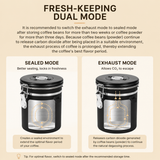 White 304 Stainless Steel Airtight Coffee Canister 1200ml Vacuum Seal Storage Jar with Date Tracker & Measuring Scoop for Coffee Beans Tea Storage