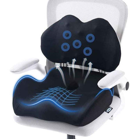 Memory Foam Seat Cushion & Lumbar Support Pillow Set – Ergonomic Office Chair & Car Seat Pad for Lower Back Pain Relief, Hip & Back Comfort