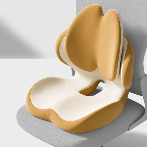 Yello Ergonomic Memory Foam Seat Cushion with Lumbar Support - Integrated Backrest Design, Breathable Hollow Core for Office and Car Use In Australia - Darrahopens
