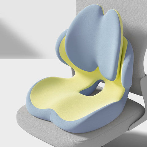Blue Ergonomic Memory Foam Seat Cushion with Lumbar Support - Integrated Backrest Design, Breathable Hollow Core for Office and Car Use In Australia - Darrahopens