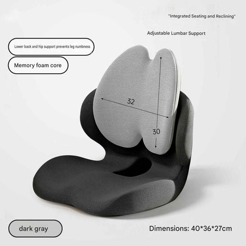 Black Ergonomic Memory Foam Seat Cushion with Lumbar Support - Integrated Backrest Design, Breathable Hollow Core for Office and Car Use In Australia - Darrahopens