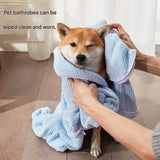 Pet Wearable Bathrobe Towel (Size XL) - Quick-drying, absorbent full-body cover with hood and zipper, suitable for dog and cat grooming