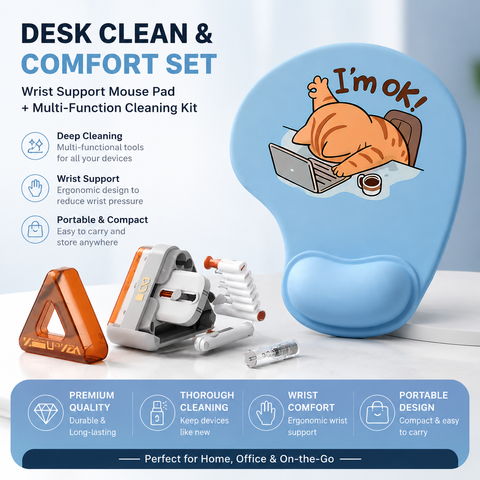 Wrist Support Mouse Pad and (Red) Desk Cleaning Kit Combo Set Ergonomic Gel Wrist Rest with Screen Keyboard Cleaning Tools for Office Home Gaming Desk Setup In Australia - Darrahopens