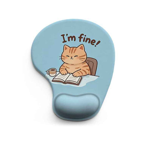 Ergonomic Gel Wrist Support Mouse Pad Cat reading pattern (I'm fine!)  Soft Silicone Wrist Rest Desk Accessory for Office Home Gaming Comfortable Non Slip Ergonomic Computer Use In Australia - Darrahopens