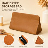 Brown Hair Dryer Storage Bag - Faux Leather Travel Organizer with Magnetic Closure, Waterproof Heat Resistant Pouch for Straighteners Curling Irons and Styling Tools In Australia - Darrahopens