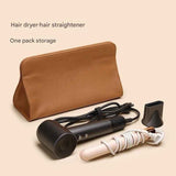 Brown Hair Dryer Storage Bag - Faux Leather Travel Organizer with Magnetic Closure, Waterproof Heat Resistant Pouch for Straighteners Curling Irons and Styling Tools In Australia - Darrahopens